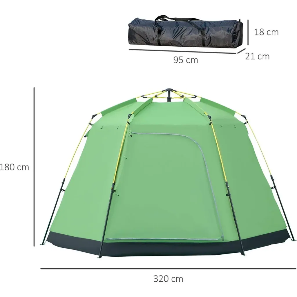Campingzelt 6 Personen - Grün/Schwarz - 320 x 320 x 180 cm