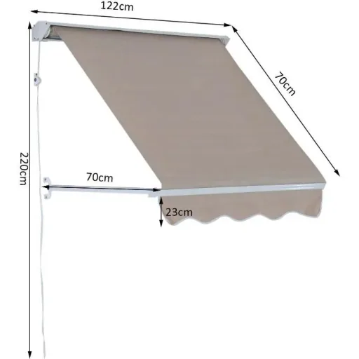 Markise Beige Markise Seilzug 122cm x 70cm