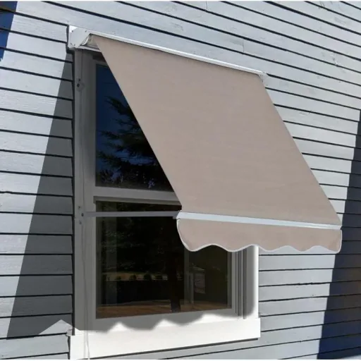Markise Beige Markise Seilzug 122cm x 70cm