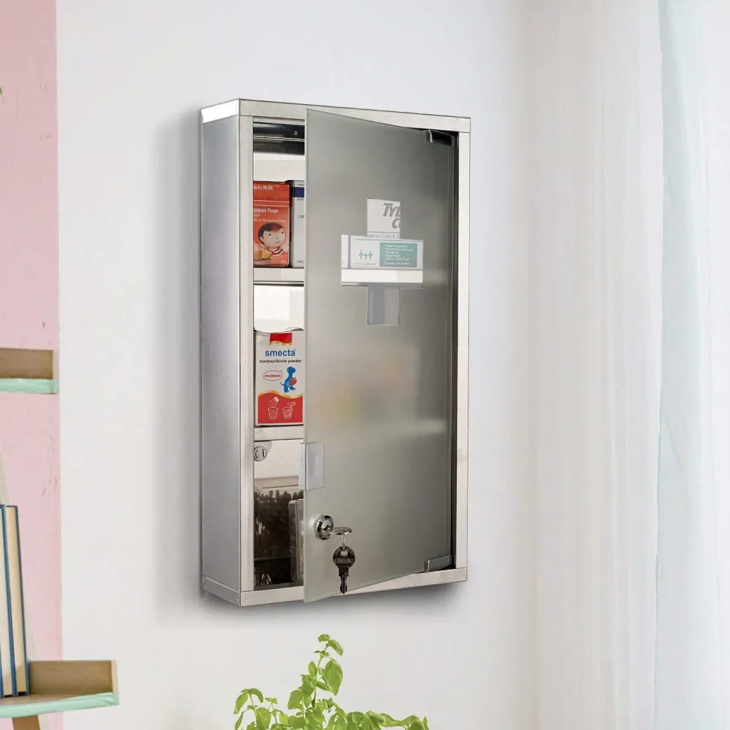Medizinschrank Medikamentenschrank Arzneischrank 3 Fächer Edelstahl