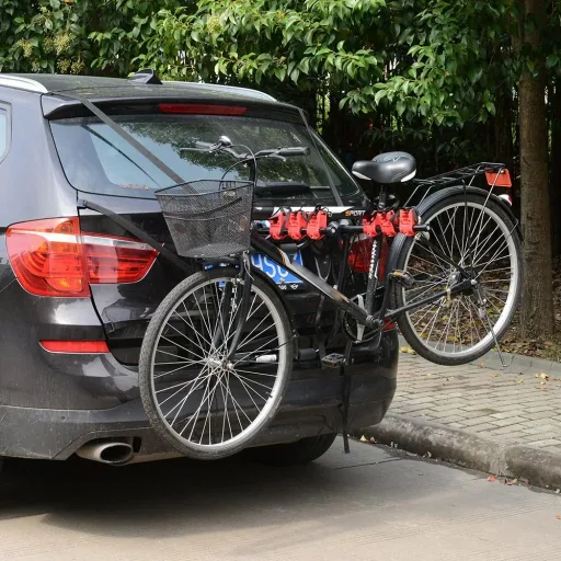Fahrradheckträger für 3 Fahrräder Fahrradträger Heckträger faltbar Metall + Kunststoff Schwarz + Rot