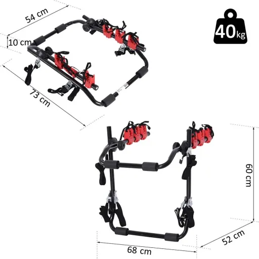 Fahrradheckträger für 3 Fahrräder Fahrradträger Heckträger faltbar Metall + Kunststoff Schwarz + Rot