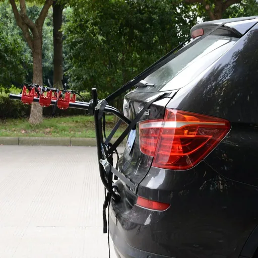 Fahrradheckträger für 3 Fahrräder Fahrradträger Heckträger faltbar Metall + Kunststoff Schwarz + Rot