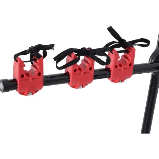 Fahrradheckträger für 3 Fahrräder Fahrradträger Heckträger faltbar Metall + Kunststoff Schwarz + Rot