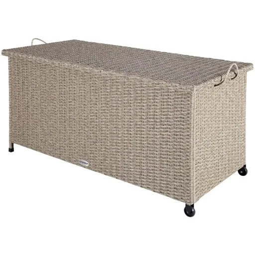Gartenbox - Aufbewahrungsbehälter creme 122x56x61cm mit Rädern