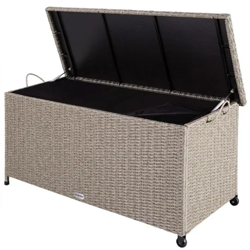 Gartenbox - Aufbewahrungsbehälter creme 122x56x61cm mit Rädern