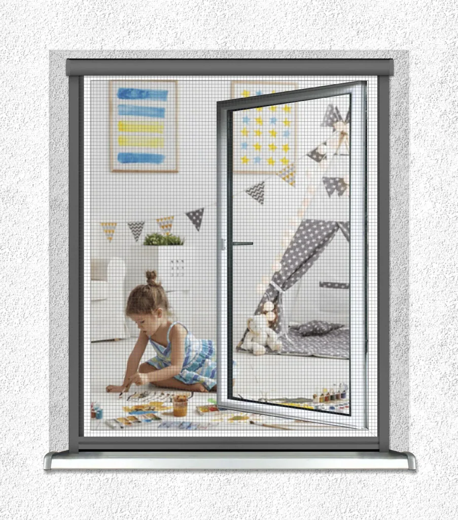 Insektenschutz-Rollo für Fenster, 130 x 160 cm in anthrazit