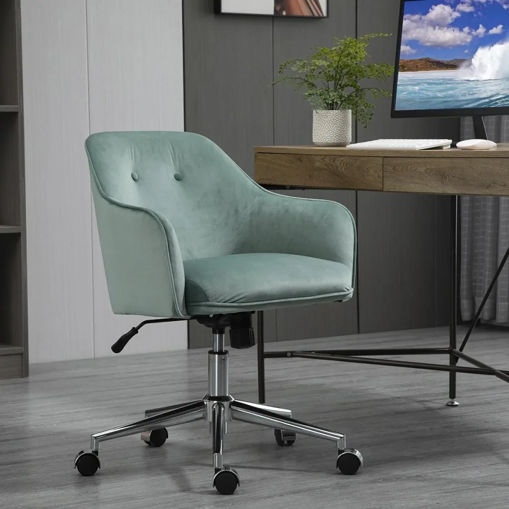 Bürostuhl mit Wippenfunktion Home-Office-Stuhl höhenverstellbarer Schreibtischstuhl ergonomisch 360°-Drehräder Samt-Tou