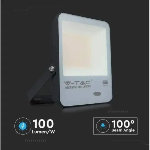 VT-117S LED-Scheinwerfer mit Tag/Nacht-Sensor - 100 W - 10000 Lm - 6500K - schwarz