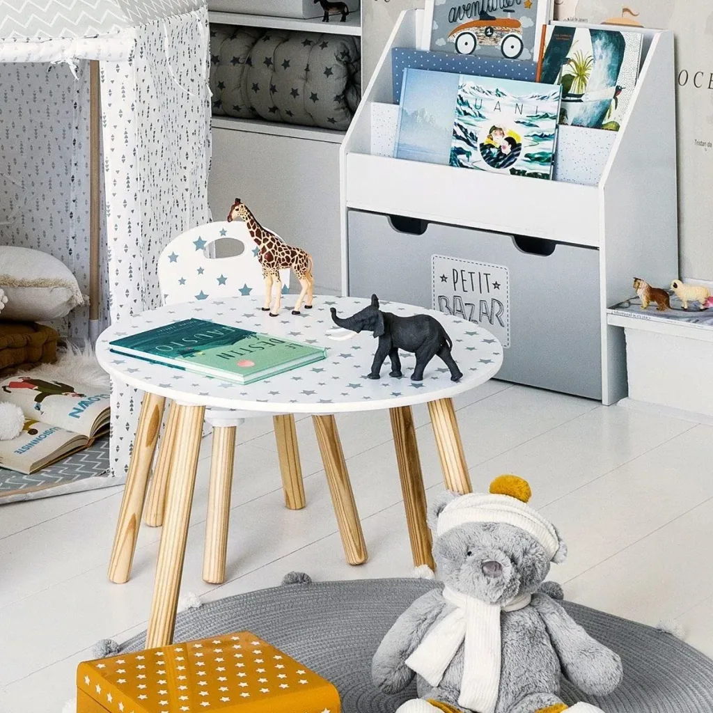 Kindertisch Rund - weiß - 60x60x43 cm