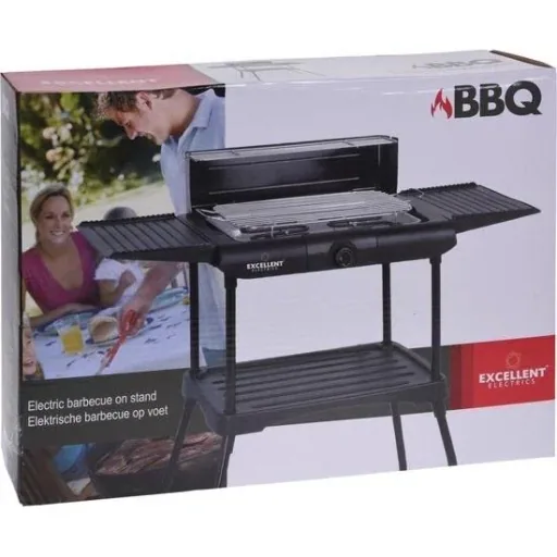Excellent Electrics Elektrogrill - zwei Seitenablagen, Warmhalterost, zusätzliche Platte - 2000W - Schwarz