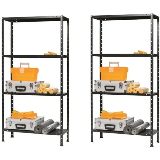 Lagerregal 2er-Set - Schwarz 150 x 73 x 30 Ablagefläche