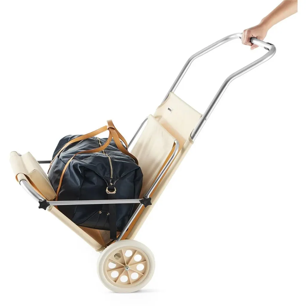 Zusammenklappbare Liege mit Rädern - beige - 150x52 cm