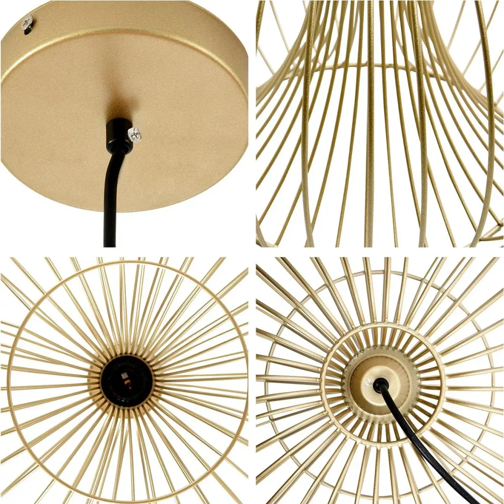 Pendelleuchte mit goldenem gebogenem Stahlrahmen gold