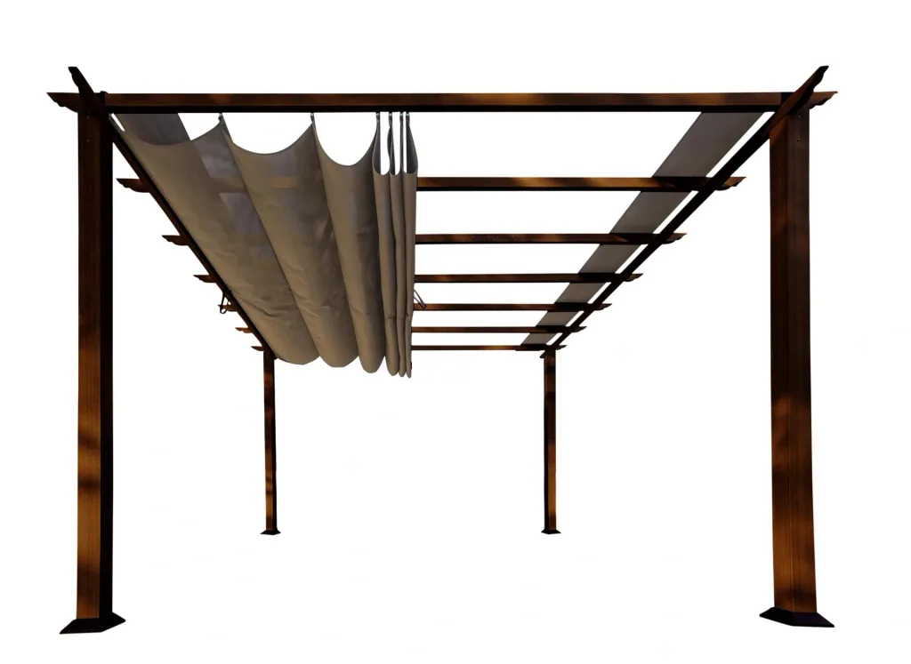 Paragon Outdoor Outdoor-Pavillon „Florida“ Dunkelbraun, Holzoptik - verstellbares Sonnensegel