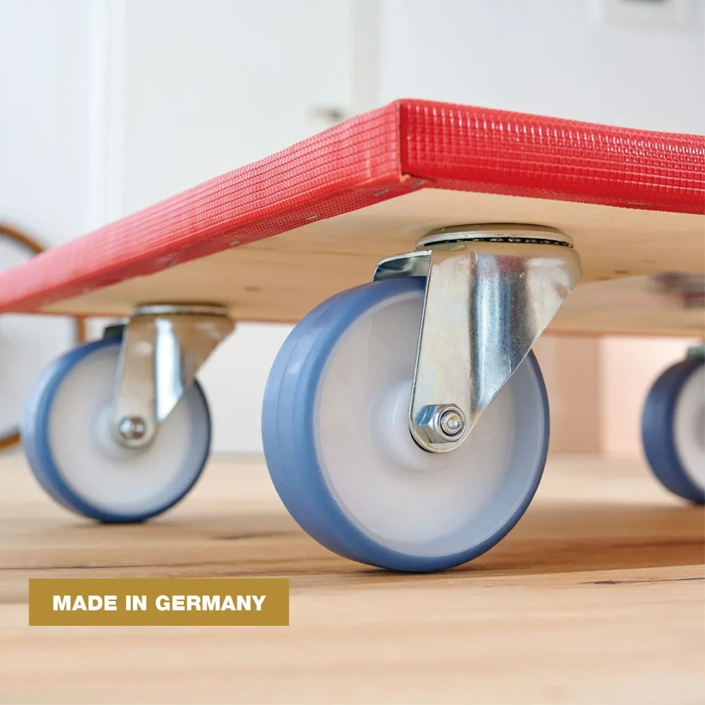 Transporthilfe MM 1397, 59 x 49 x 14 cm, harte Rollen Ø 100 mm, Rollenlager, Platte FSC® bezogen, Tragkraft 400 kg