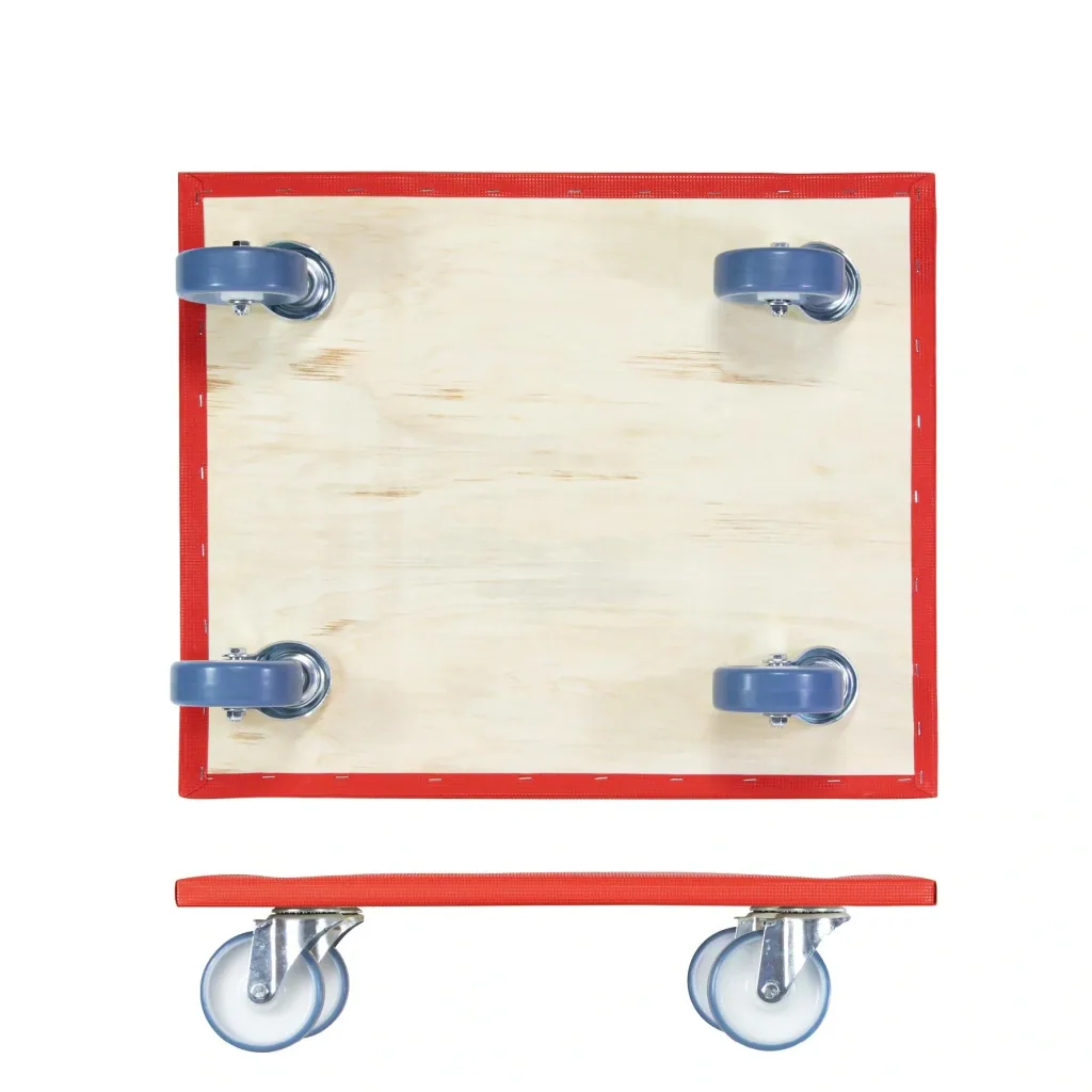 Transporthilfe MM 1397, 59 x 49 x 14 cm, harte Rollen Ø 100 mm, Rollenlager, Platte FSC® bezogen, Tragkraft 400 kg