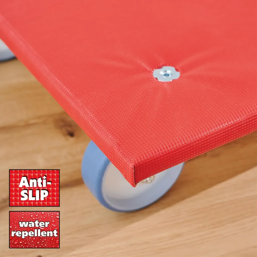 Transporthilfe MM 1397, 59 x 49 x 14 cm, harte Rollen Ø 100 mm, Rollenlager, Platte FSC® bezogen, Tragkraft 400 kg