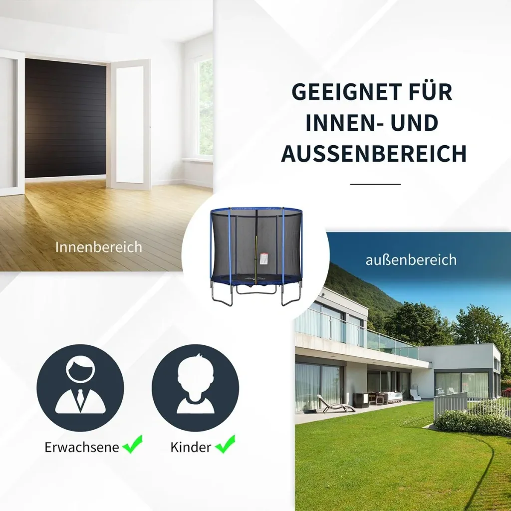 Trampolin mit Sicherheitsnetz blau, schwarz