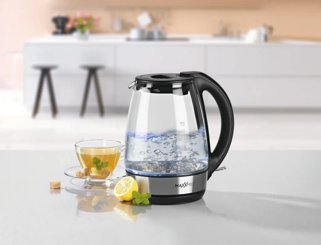 Glas-Wasserkocher LED blau 2200 Watt, 1,7 L