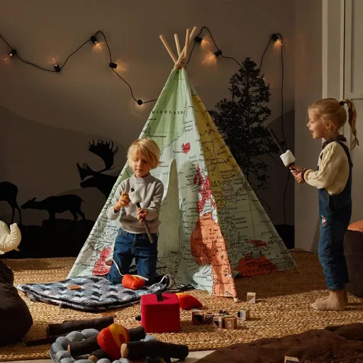 Weltkarte Tipi Zelt Multi farben