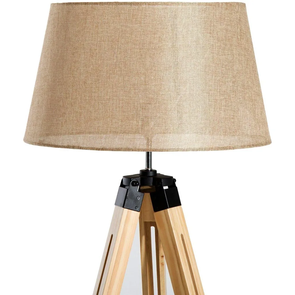Stehlampe Dreibein höhenverstellbar 99-143cm E27 Kiefer Beige