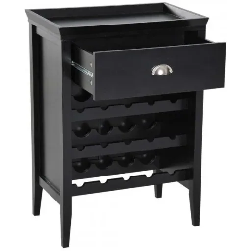Weinregal Weinschrank 3 Ebenen 15 Flaschen mit Schublade Schwarz