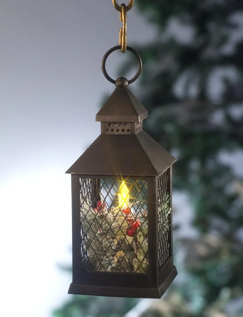 Laterne mit LED Kerze, Weihnachtsdeko und Timer