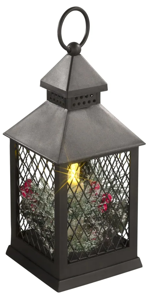 Laterne mit LED Kerze, Weihnachtsdeko und Timer