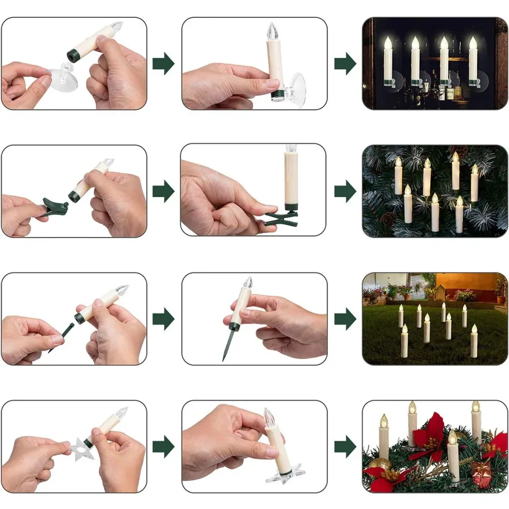 LED-Weihnachtsbaumbeleuchtung - Christbaumschmuck - Kerzen - 30er Set Warm White mit Fernbedienung