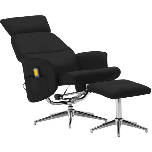 Massagesessel verstellbar mit Fußhocker schwarz
