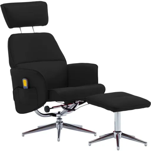 Massagesessel verstellbar mit Fußhocker schwarz