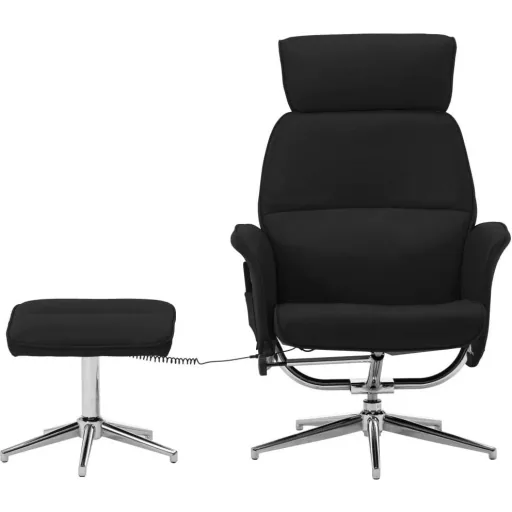 Massagesessel verstellbar mit Fußhocker schwarz