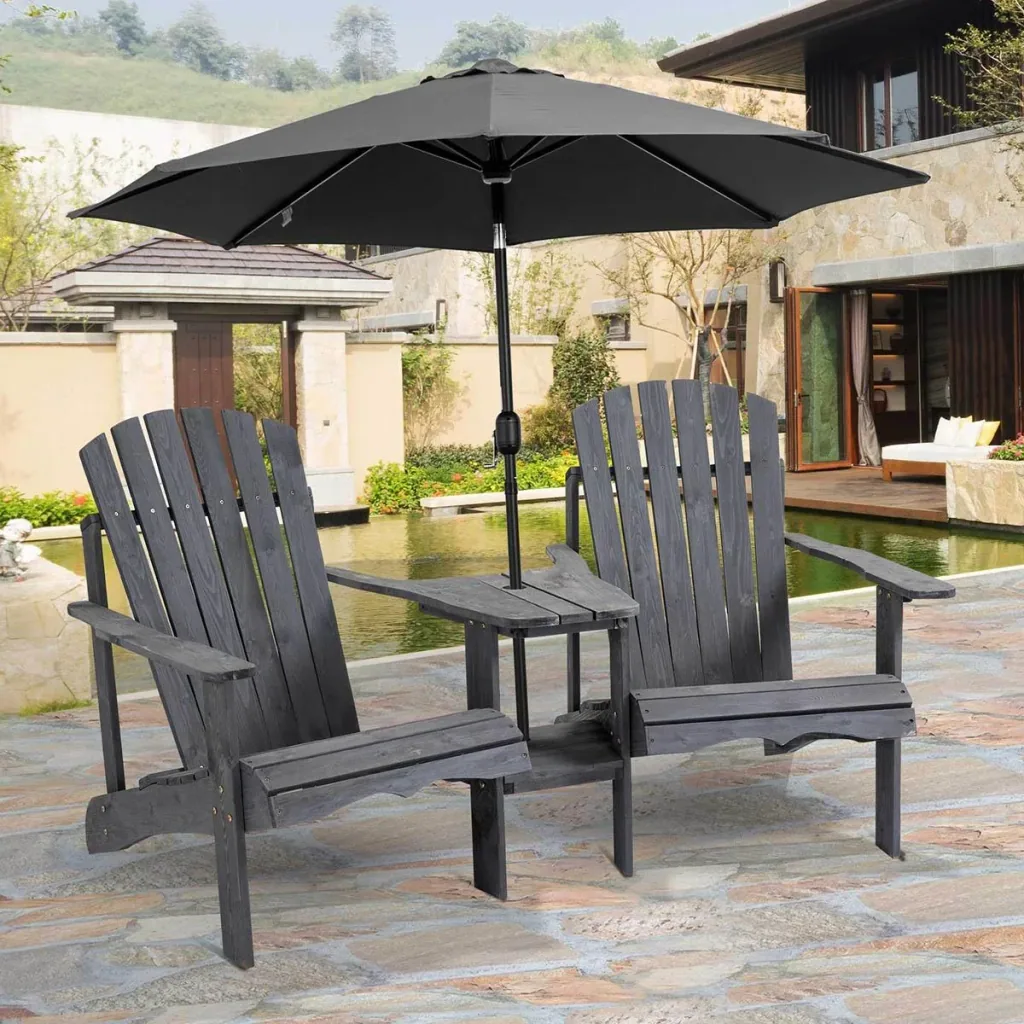 Gartenstuhlset mit Beistelltisch - Holz - Dunkelgrau - 178 x 87 x 92 cm