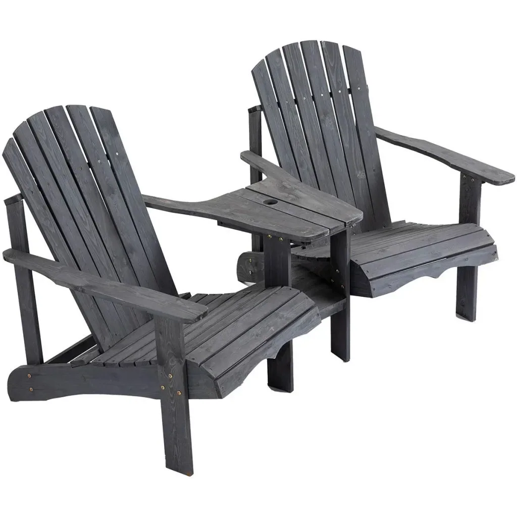 Gartenstuhlset mit Beistelltisch - Holz - Dunkelgrau - 178 x 87 x 92 cm