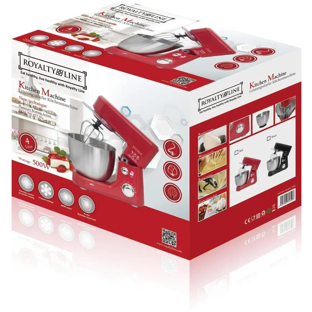 Küchenmaschine - 6 Geschwindigkeiten - Edelstahl - 4 Liter - 1000W - Schwarz