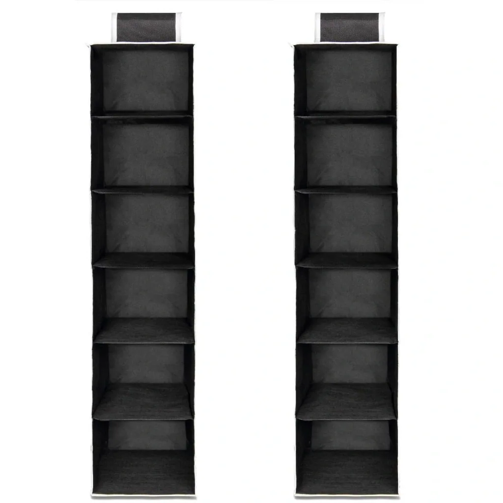 2x Garderobenbügel mit 6 Fächern in schwarz/weiß