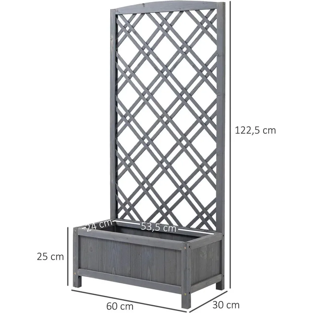 Pflanzkasten Blumenständer Rankgitter Rankkasten Rosenbogen Garten Holz Grau 60 x 30 x 122,5 cm