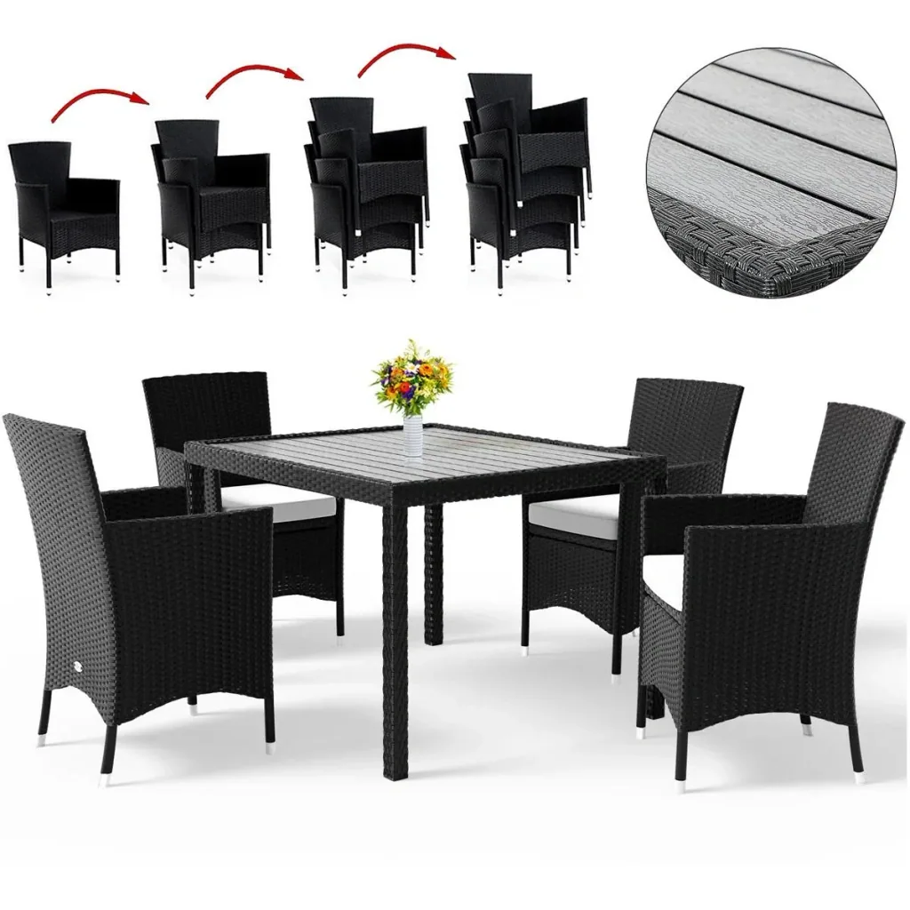 Gartenset Korb 9-teilig und für 4 Personen