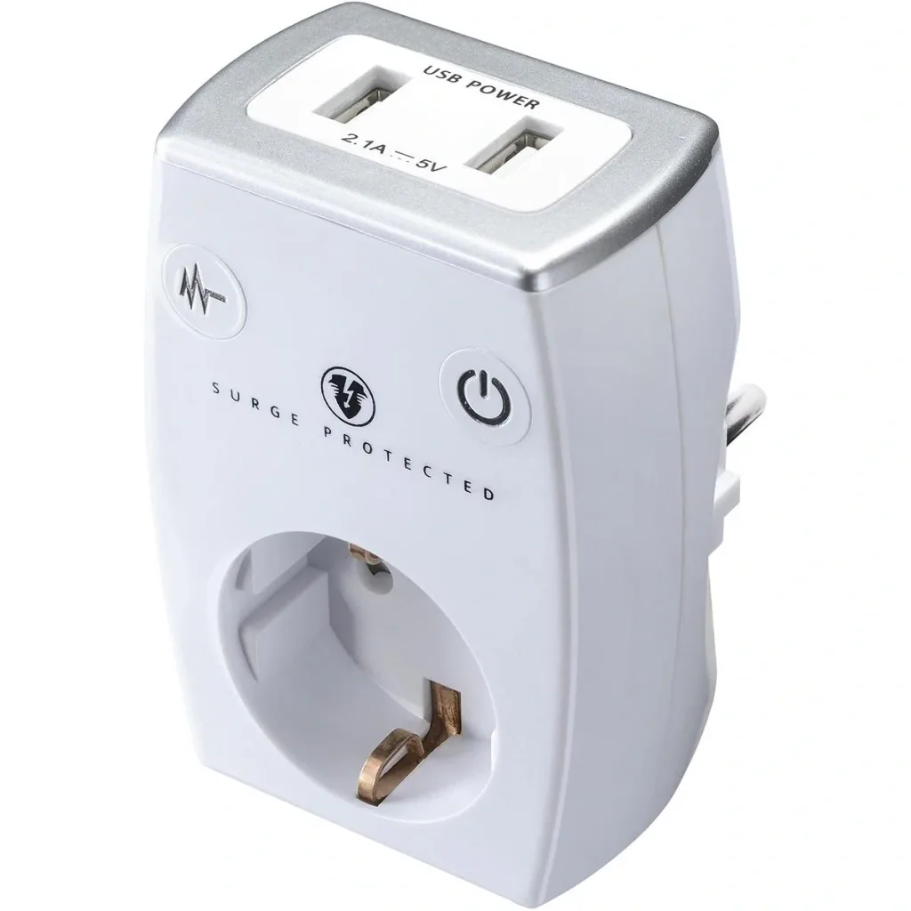 Steckdosen-Ladeadapter mit 2 USB-Anschlüssen, weiß
