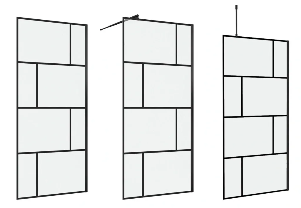 Duschwand in modernem Design 90 x 195 cm - Glasdusche mit matt schwarzen Wandprofil - inklusive Deckenhalterung