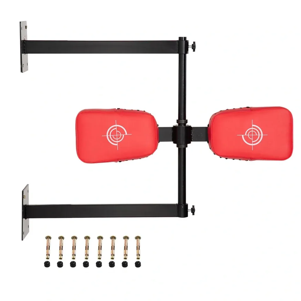 Drehbares Punchkissen Wandhalterung Reflex Bar Punch Pad für Training Kick Schild Stahl Kunstleder Rot 82 x 65 x 14 cm