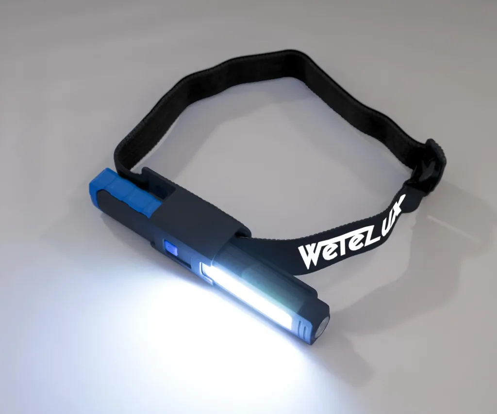 COB-LED AKKU FLUTER mit Powerbank + Arbeits- und Stirnleuchte + Powerbank