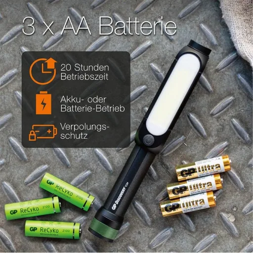 DISCOVERY Clip Arbeitsleuchte mit seitlicher COB Lichtleiste, Magnetbefestigung, 4 Leuchtmodi 550 Lumen, IPX4
