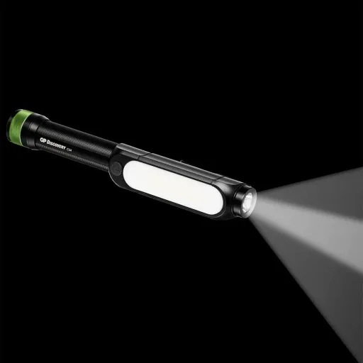 DISCOVERY Clip Arbeitsleuchte mit seitlicher COB Lichtleiste, Magnetbefestigung, 4 Leuchtmodi 550 Lumen, IPX4