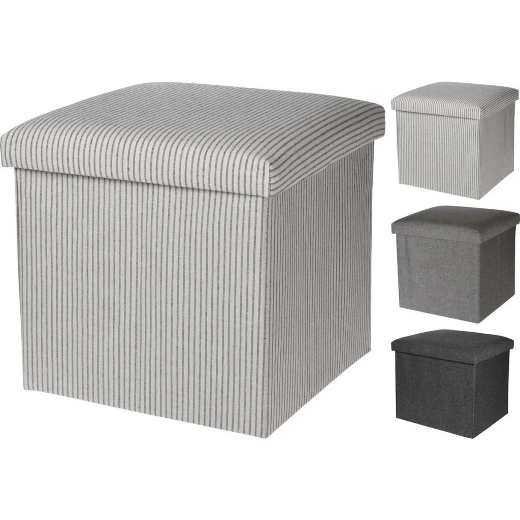 NL Aufbewahrungsbox / Fußhocker - Fußhocker mit Ablage - 38 x 38 cm - Baumwolle - Schwarz