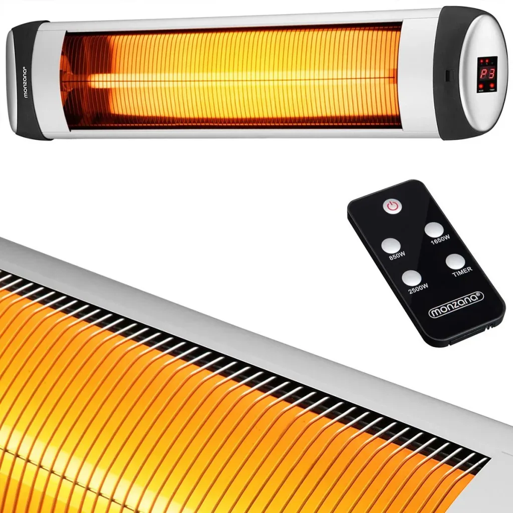 TRESKO Infrarot-Heizung 2500W Silber mit Fernbedienung
