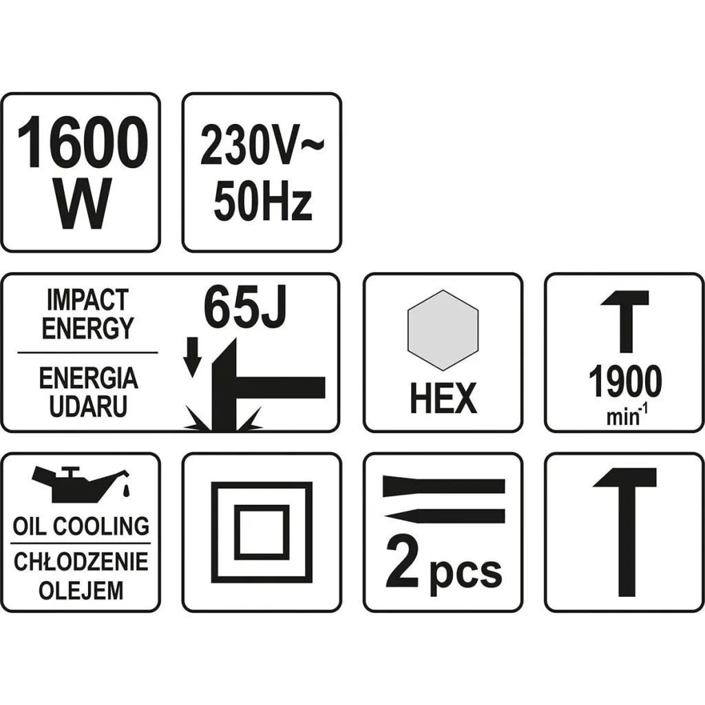 Abbruchhammer / Abbruchhammer | 1600W | 230V | 65J | Ölgekühlt