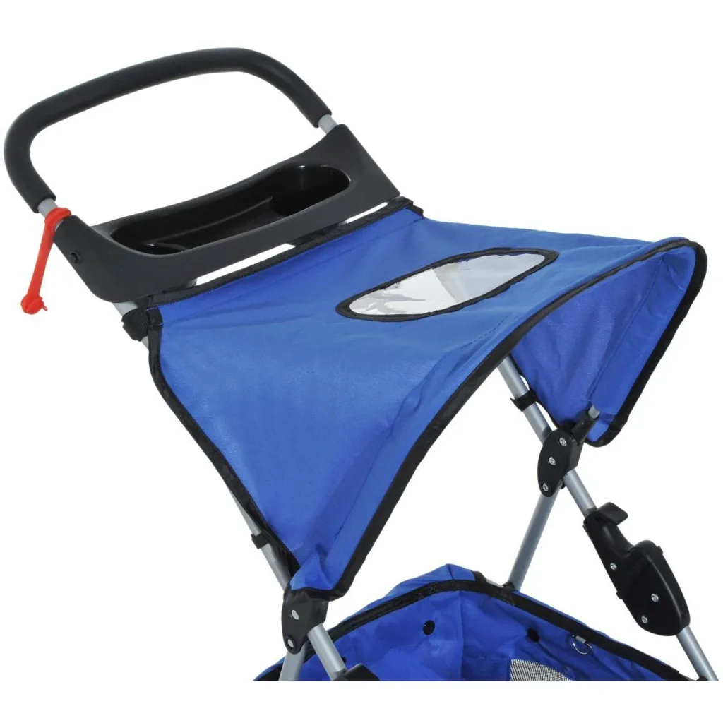 Hundebuggy Hundewagen mit Sonnendach Stahl Blau