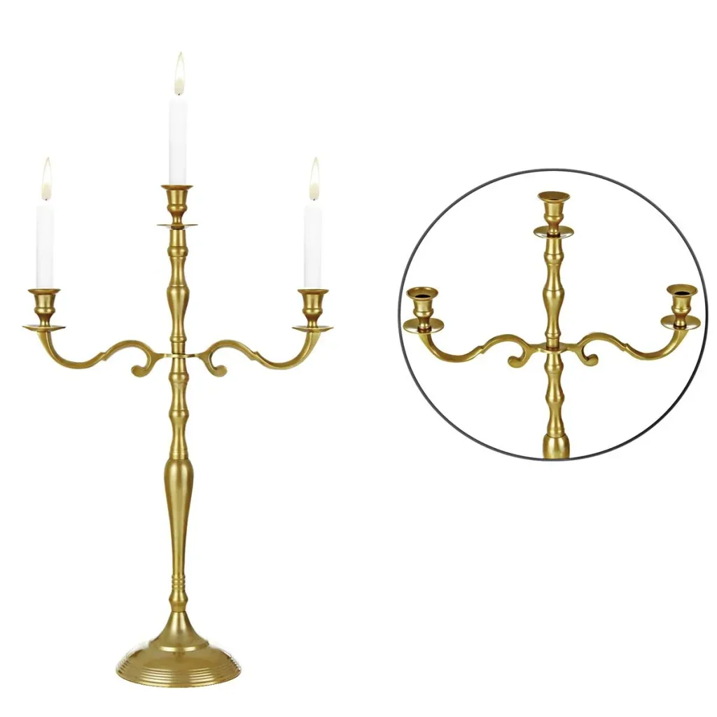 Kerzenleuchter gold glänzend aus Aluminium 60cm 5-armig